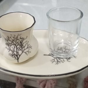Kahverengi Ağaç Desenli Tekli Kahve Sunum Takımı